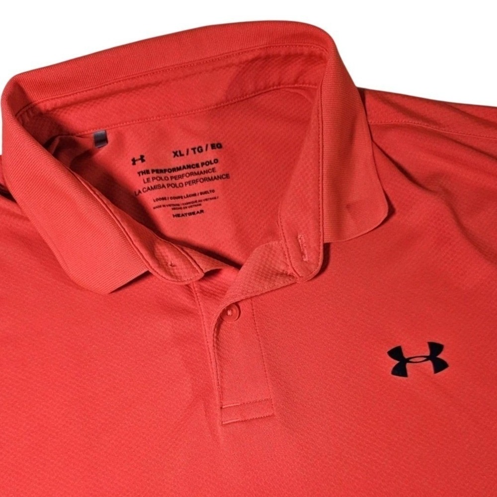 Under Armour Performance Polo Mens XL Orange HeatGear Short Sleeve Golf Shirt
